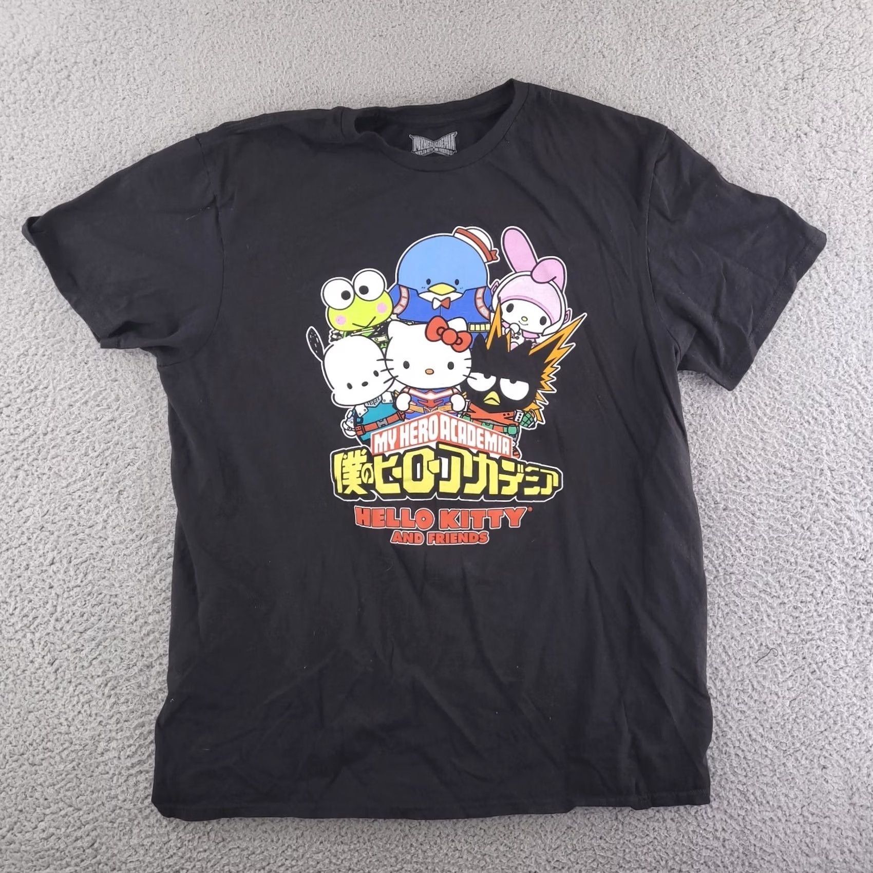 Vintage Sanrio Shirt Mens Large Black Slim Fit T-Shirt Crew Neck Hello Kitty My Hero Academia Vintage: No Size US L / EU 52-54 / 3 - 2 Thumbnail