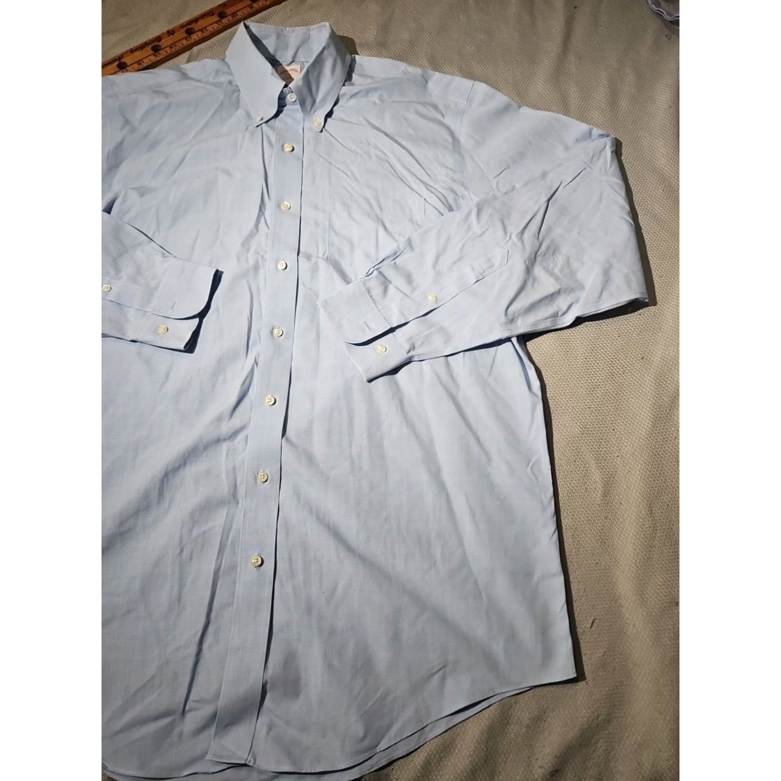 Brooks Brothers Brooks Brothers Shirt Mens 17 6/7 Blue Button Preppy Luxury Oxford Non-Iron Dress Shirt Regular Long Sleeve Size US XL / EU 56 / 4 - 4 Thumbnail