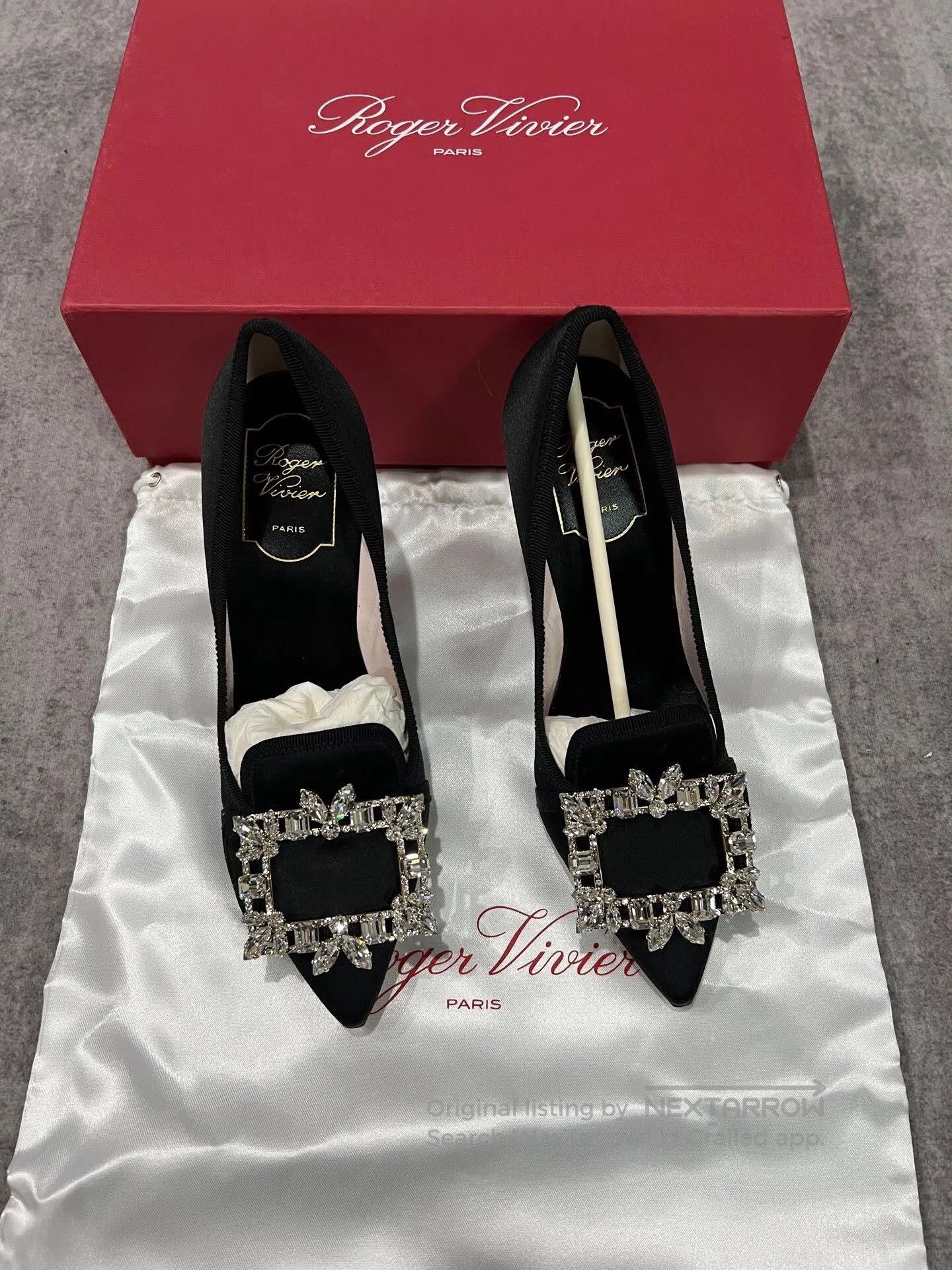 Roger Vivier Roger Vivier Crystal Button Satin High Heels| Size US 5 / IT 35 - 2 Thumbnail