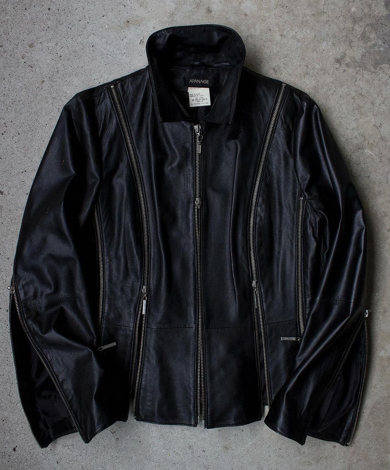 Designer Vintage Y2K Apanage Multi-zip Moto Leather Jacket Size US S / EU 44-46 / 1 - 1 Thumbnail