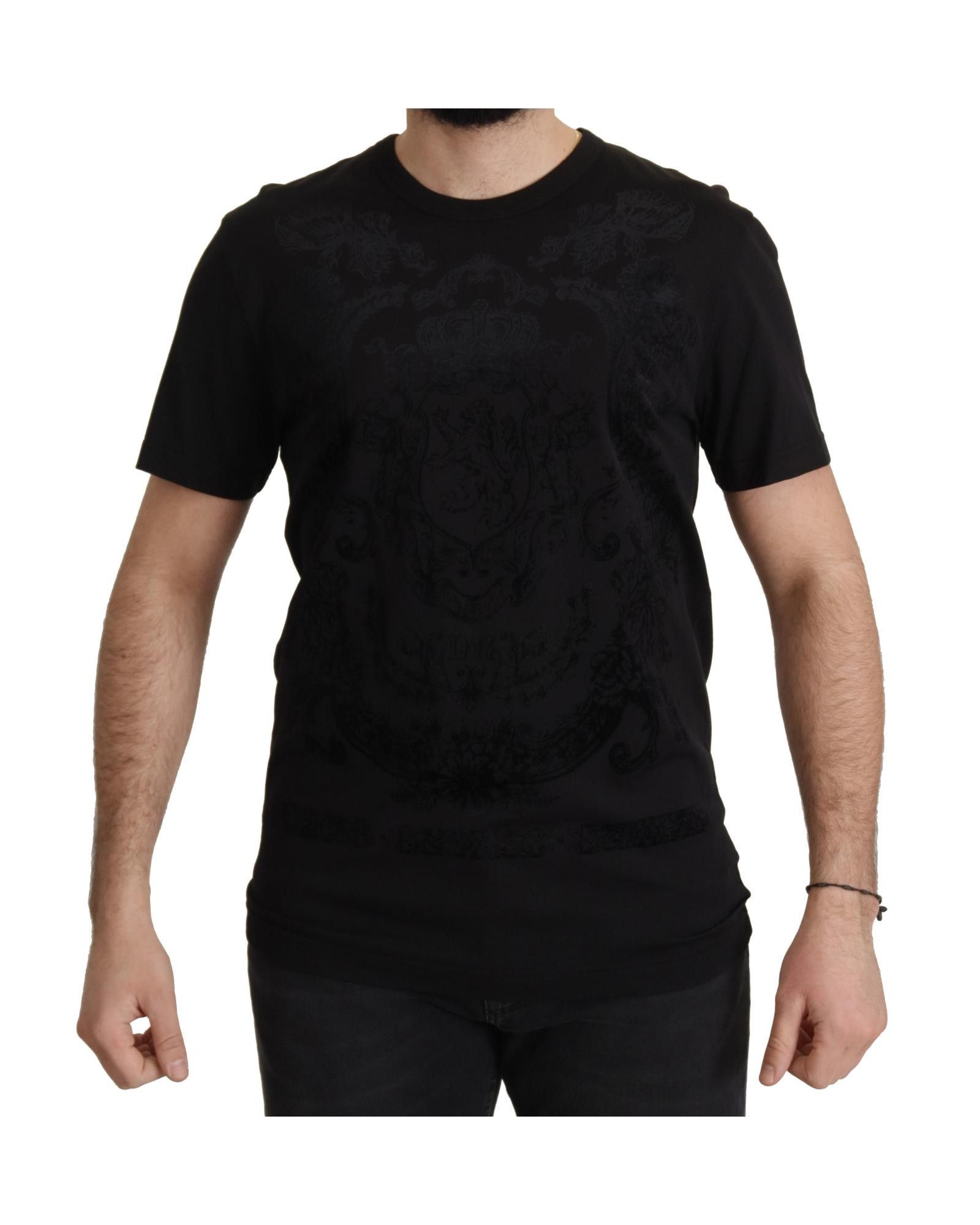 image of Dolce Gabbana Gorgeous Baroque Crewneck T-Shirt in Black, Men's (Size 2XL)