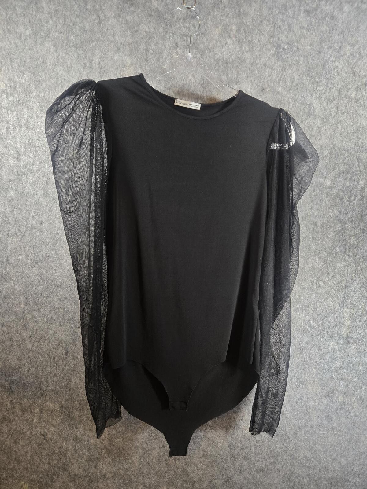 Zara Zara Black Mesh Puff Sleeve Bodysuit Size M Whimsigoth Fairy Size M / US 6-8 / IT 42-44 - 1 Thumbnail