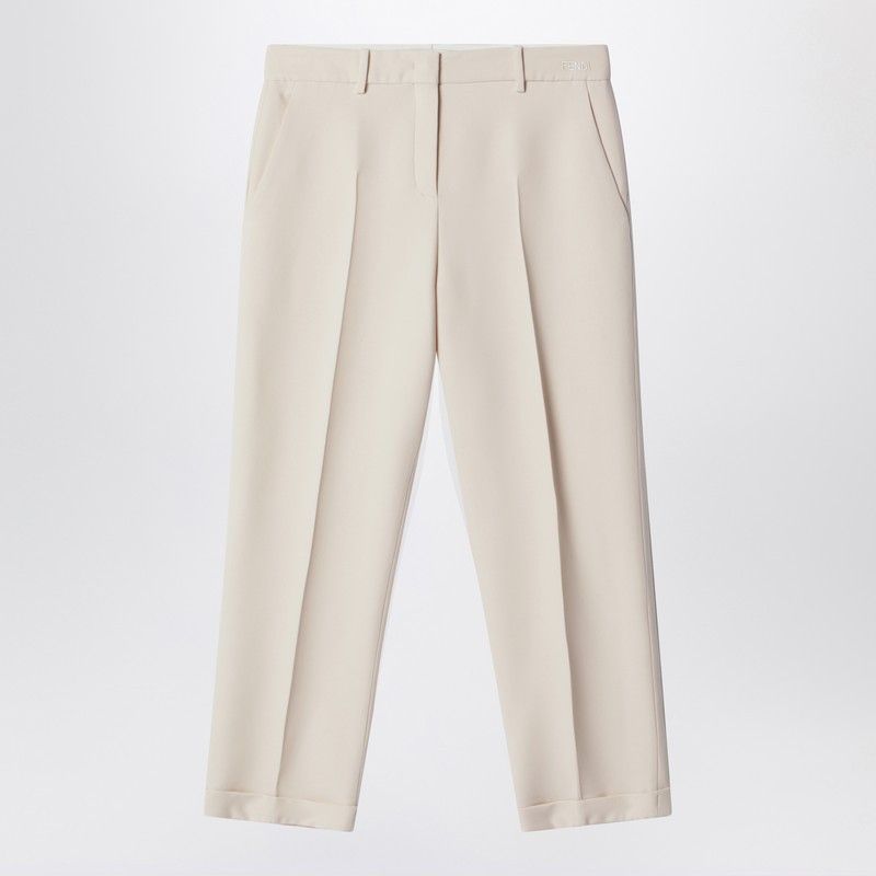 Fendi Fendi Cream Beige Wool And Silk Trousers Size 30" / US 8 / IT 44 - 1 Thumbnail