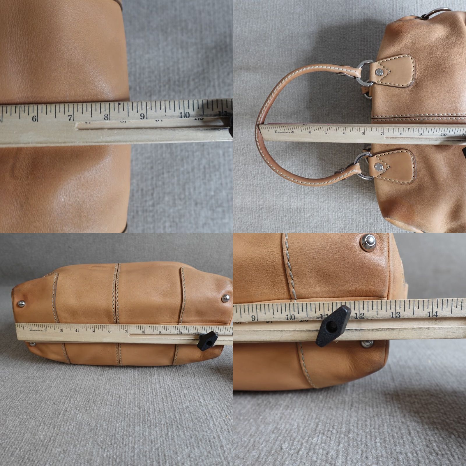 Vintage Tods D-Bag Beige Leather Tote Purse - Small, Double Handles, Zip, Lined, Casual/Party/Cocktail, Women’s, Beige/Brown, Solid Pattern Size ONE SIZE - 9 Thumbnail