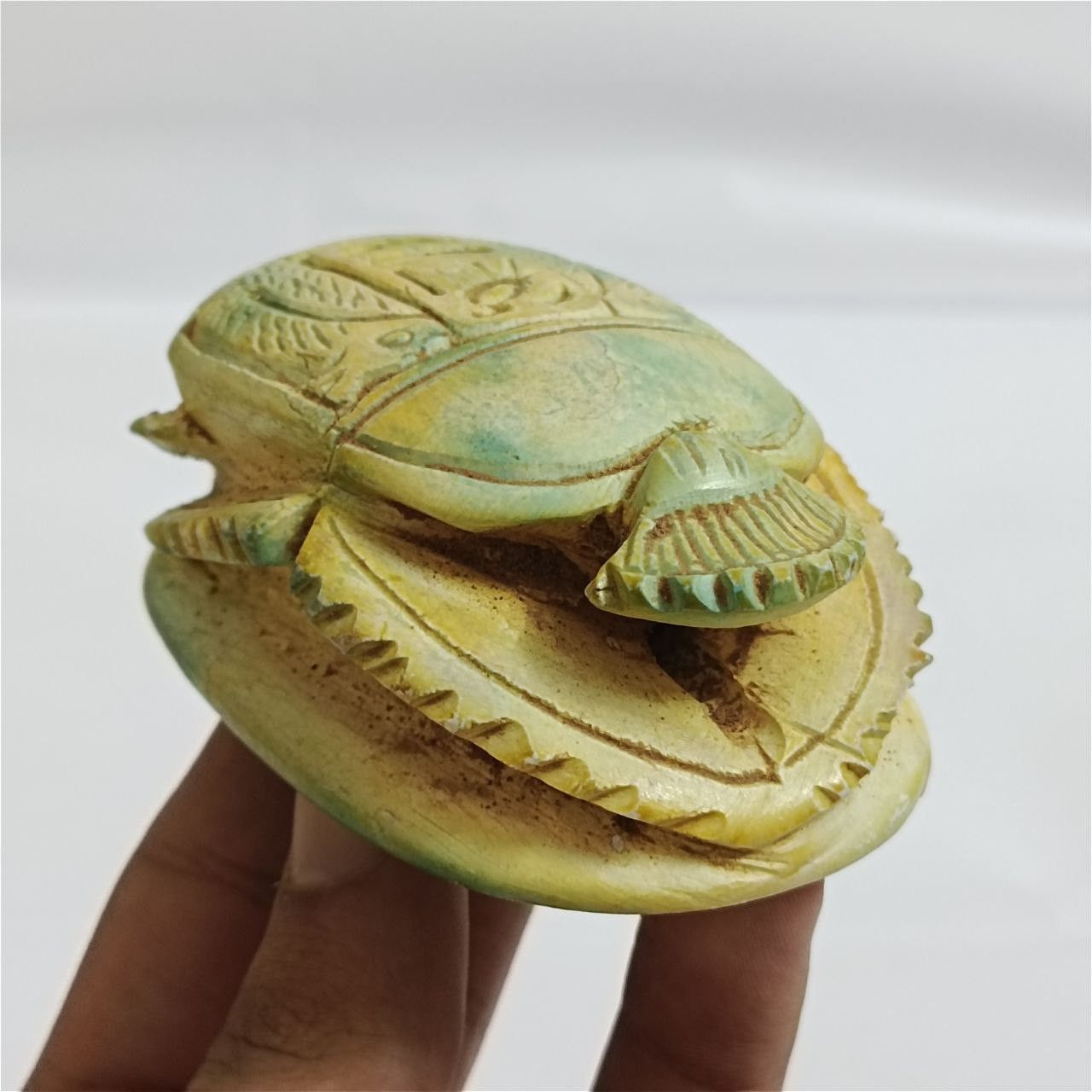 Handmade Hand-carved Egyptian Scarab – Vintage Stone Art, Size ONE SIZE - 6 Thumbnail