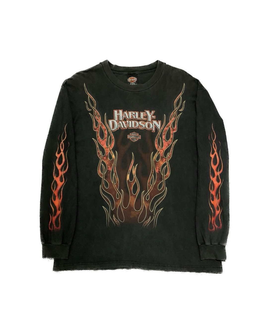 Harley Davidson 💎 Vintage Long Sleeve Flame Harley Davidson Tee Size US L / EU 52-54 / 3 - 1 Thumbnail