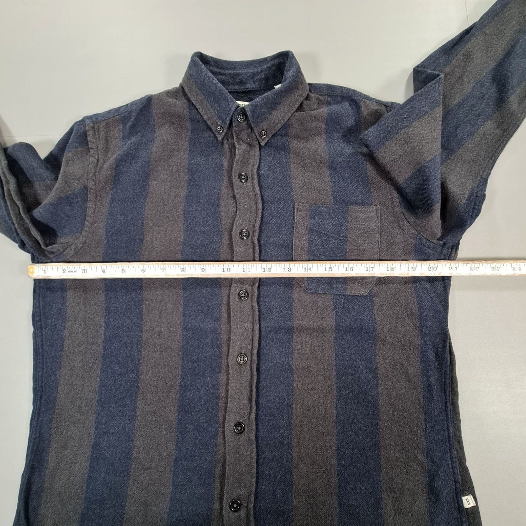 Edwin VINTAGE Edwin Mens Shirt Grey Blue Small Classic Flannel Cotton Long Sleeves Stripped Size US S / EU 44-46 / 1 - 6 Thumbnail