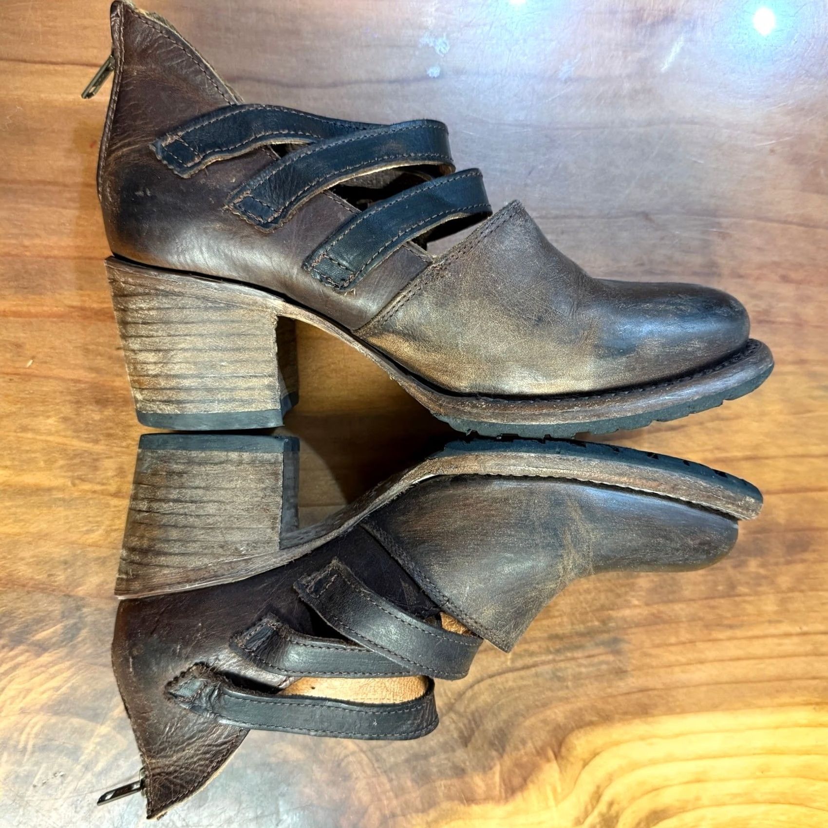 FREEBIRD Freebird by Steven Bootie Dawson 3 Straps Zip Moto Ankle Boots Women Brown Leather 8 US Vintage No Size US 9 / IT 39 - 6 Thumbnail