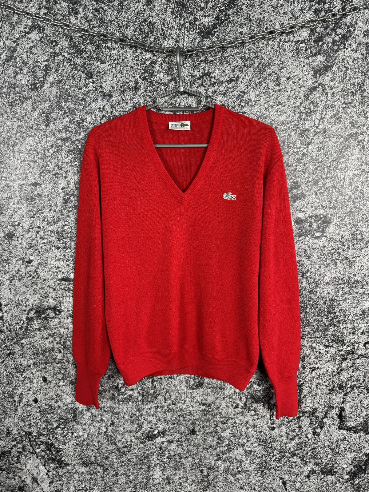 Lacoste Chemise Lacoste Vintage Red V-Neck Sweater Pullover Size 6 Size US XL / EU 56 / 4 - 1 Thumbnail