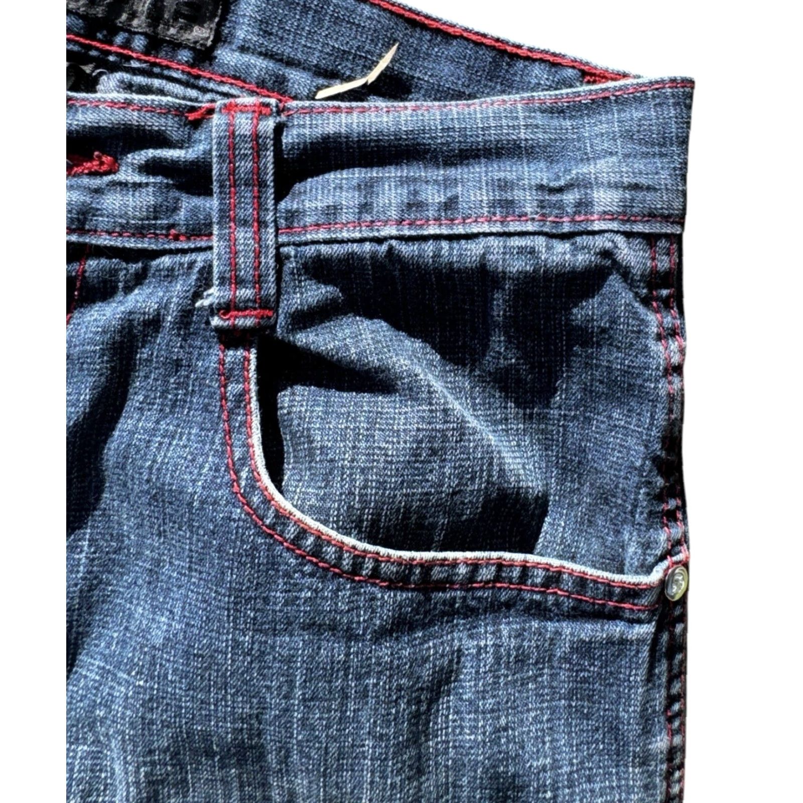 Southpole SouthPole Jeans Skater Grunge Wide-Leg Red Stitching 32x32 Y2K Baggy Streetwear Sz 32 Mens RARE Size US 32 / EU 48 - 6 Thumbnail
