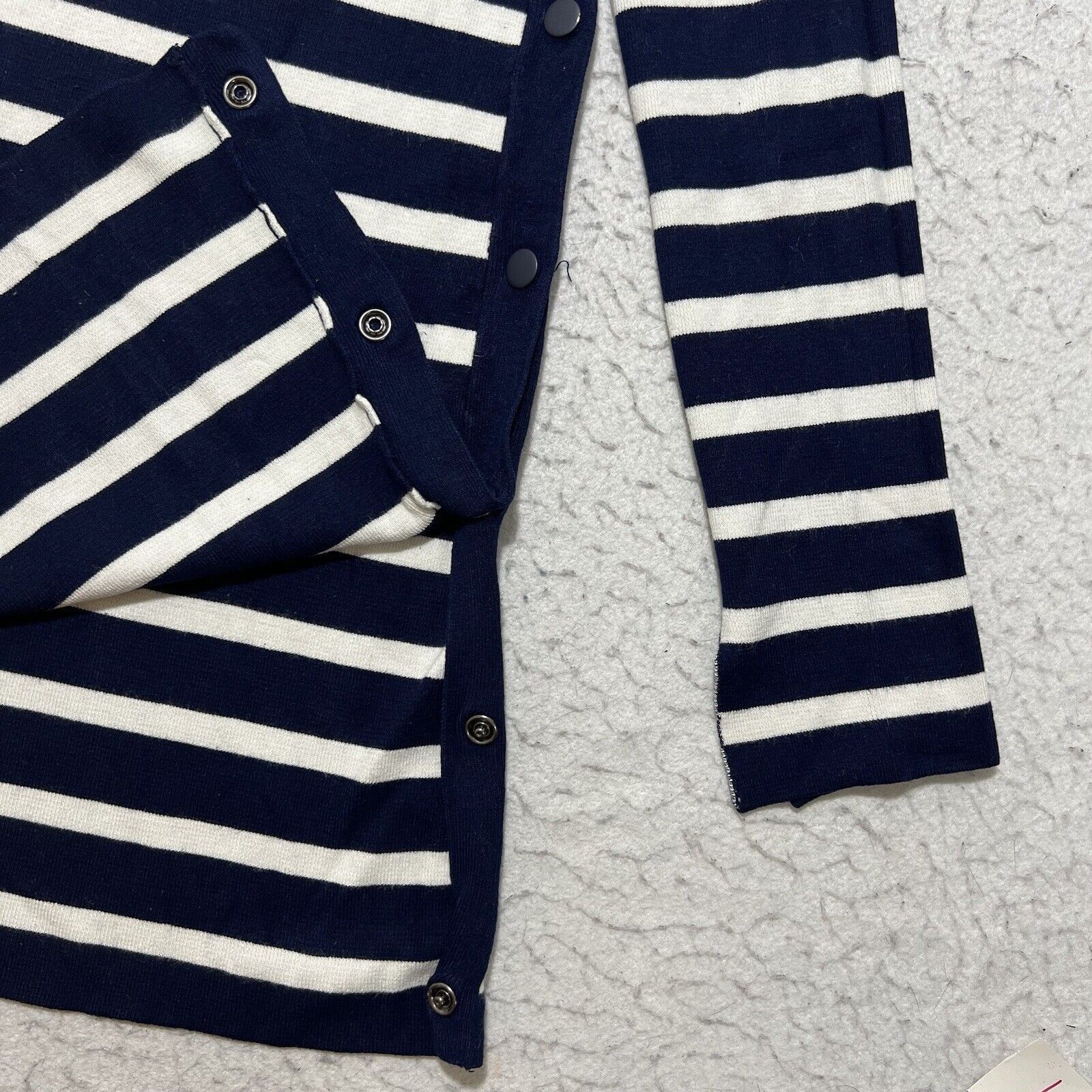 Zara Zara Knit Mock Neck Snap Button Side Blue Striped Sweater Size S / US 4 / IT 40 - 5 Thumbnail
