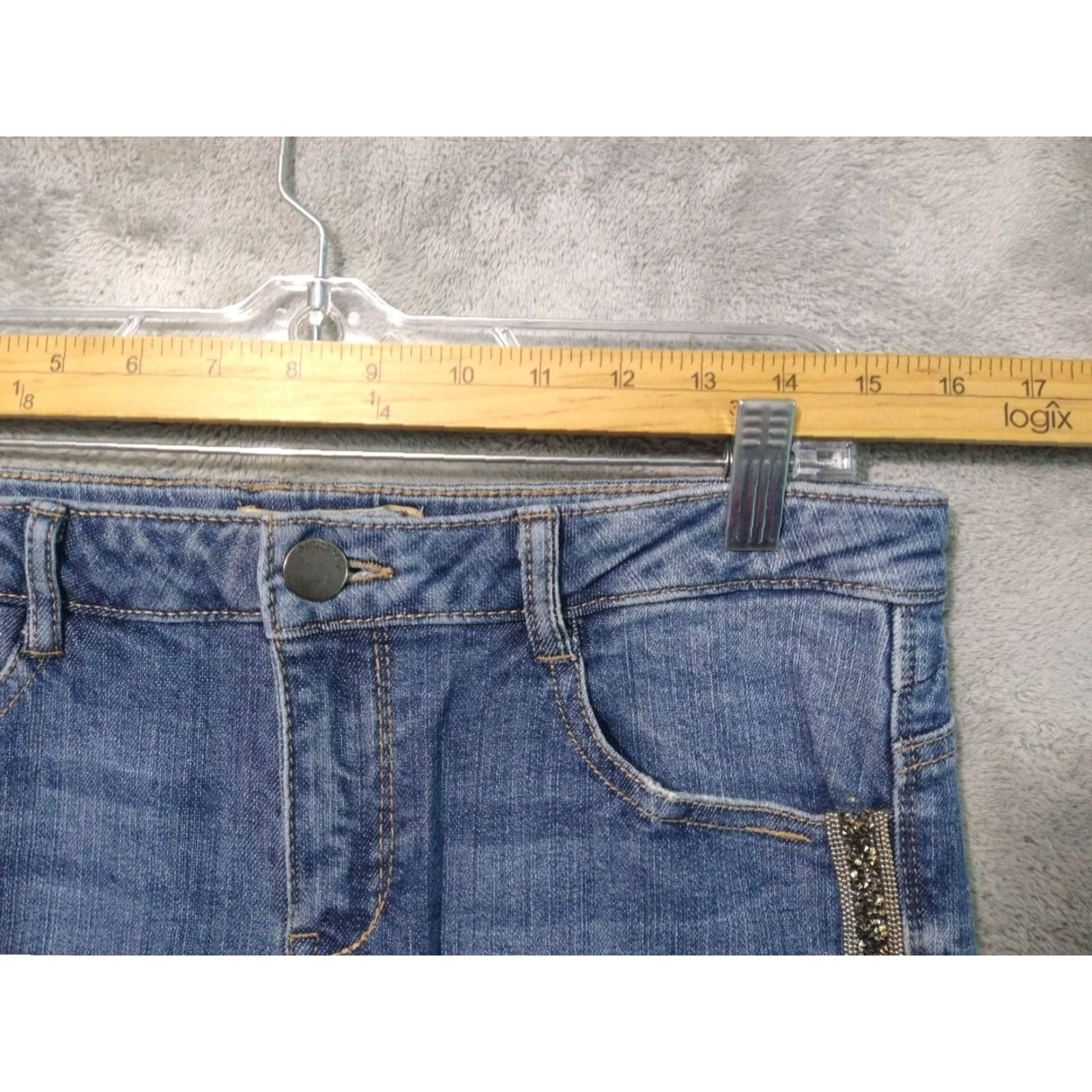 Vintage Democracy Jeans Womens 6 Denim Mid Rise Cropped Stretch Distressed Blue 5-Pocket Style Womens Size 28" / US 6 / IT 42 - 3 Thumbnail