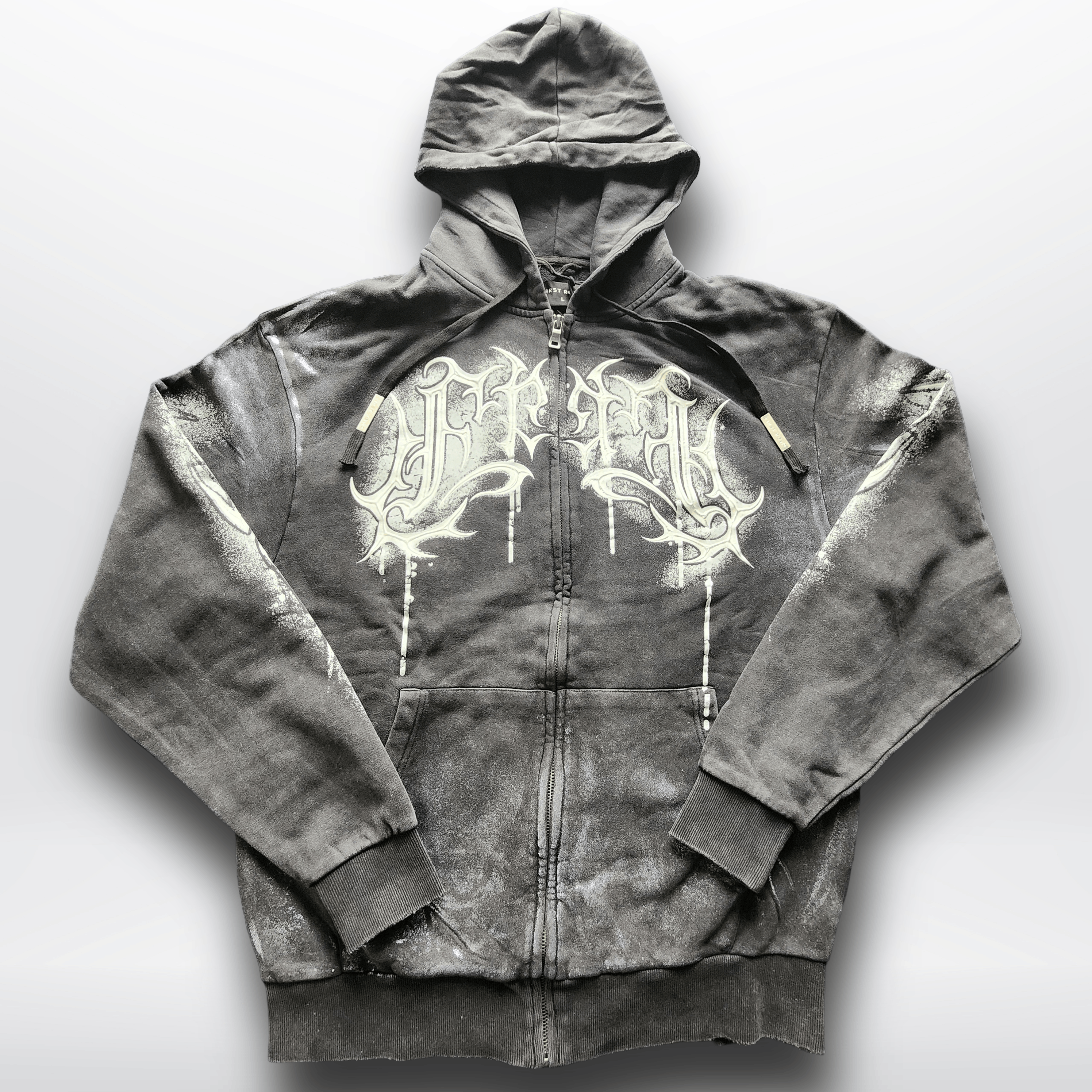 Other First Row Metallic Script Spray-Wash Zip-Up Hoodie Dark Grey Size US L / EU 52-54 / 3 - 1 Thumbnail