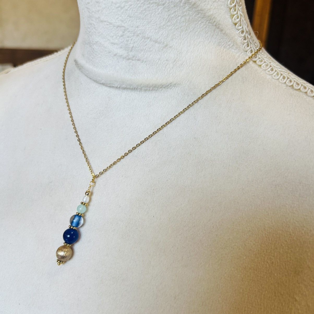Handmade Handcrafted vintage bead drop pendant on chain necklace Size ONE SIZE - 4 Thumbnail