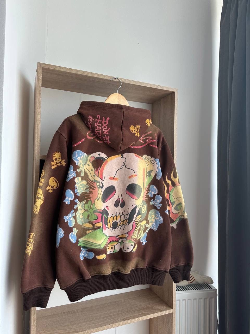 Christian Audigier × Ed Hardy × Vintage Vintage Ed Hardy Christian Audigier Brown Hoodie Size US XL / EU 56 / 4 - 7 Thumbnail