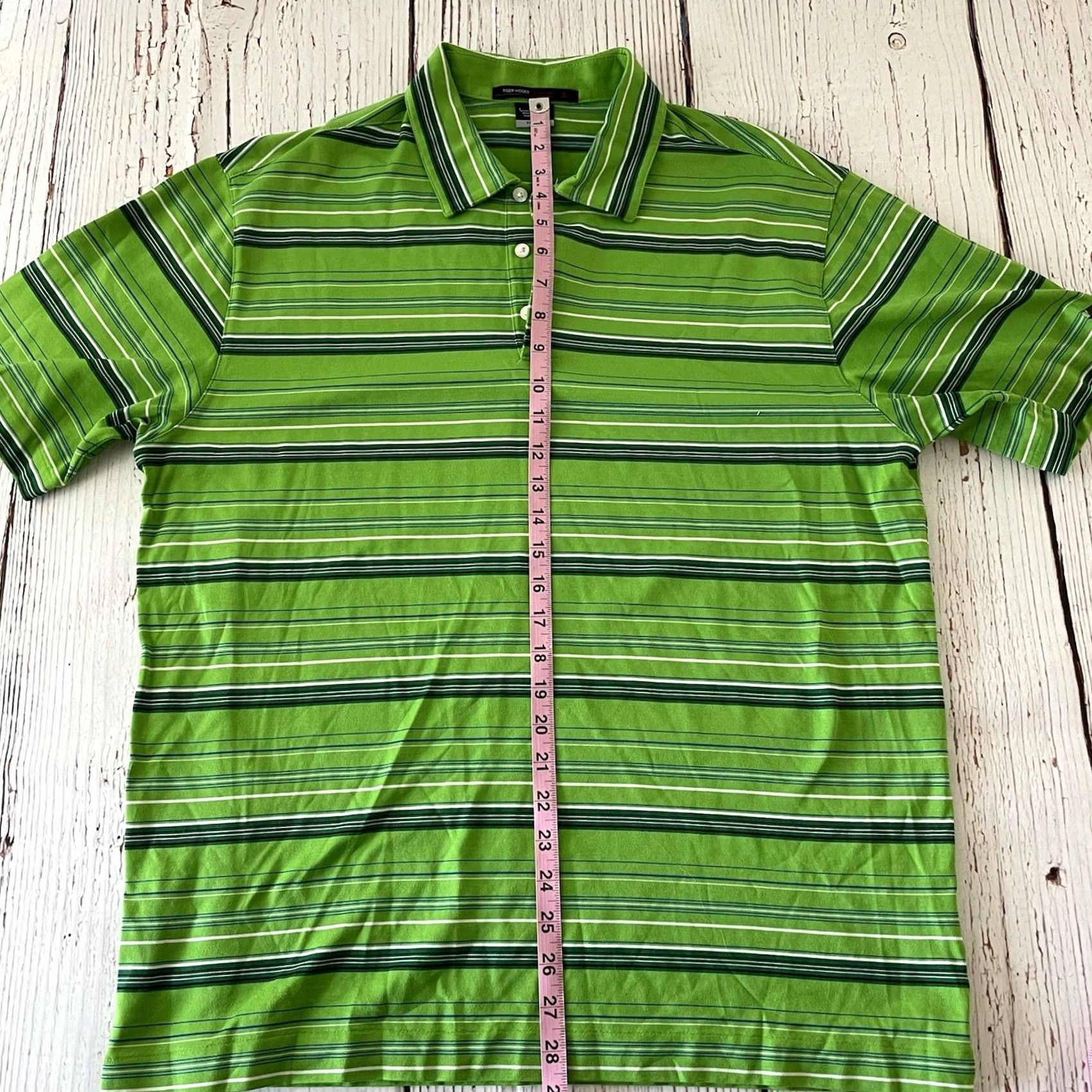 Nike VINTAGE Nike Tiger Woods Collection Short Sleeve Striped Golf Polo Shirt L Green Mens Size US L / EU 52-54 / 3 - 5 Thumbnail