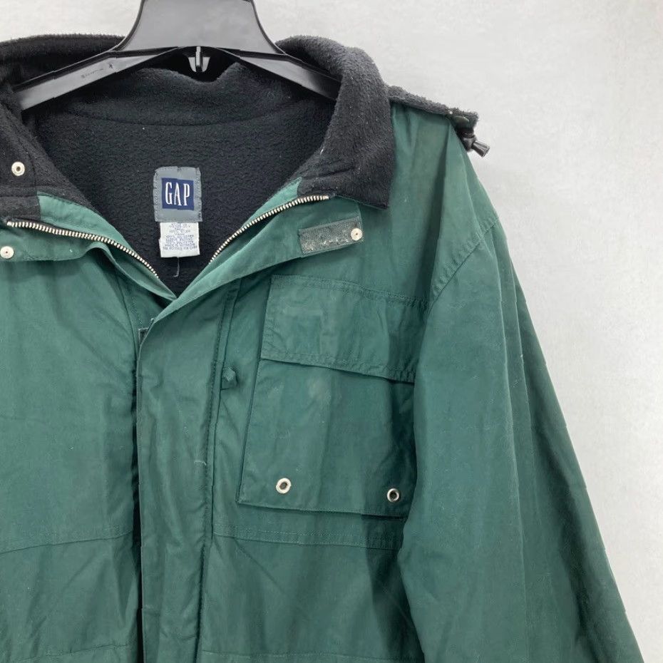 Gap GAP Hooded Nylon Par ka Jacket M Green Vintage Parka Men Lined Fleece Insulated Size US M / EU 48-50 / 2 - 2 Thumbnail