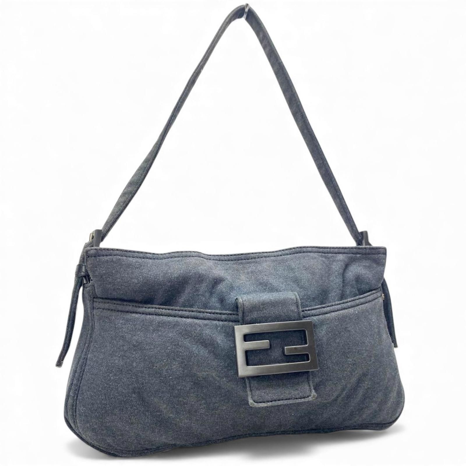 Fendi Fendi - Grey Fabric Baguette Shoulder Bag Size ONE SIZE - 2 Thumbnail