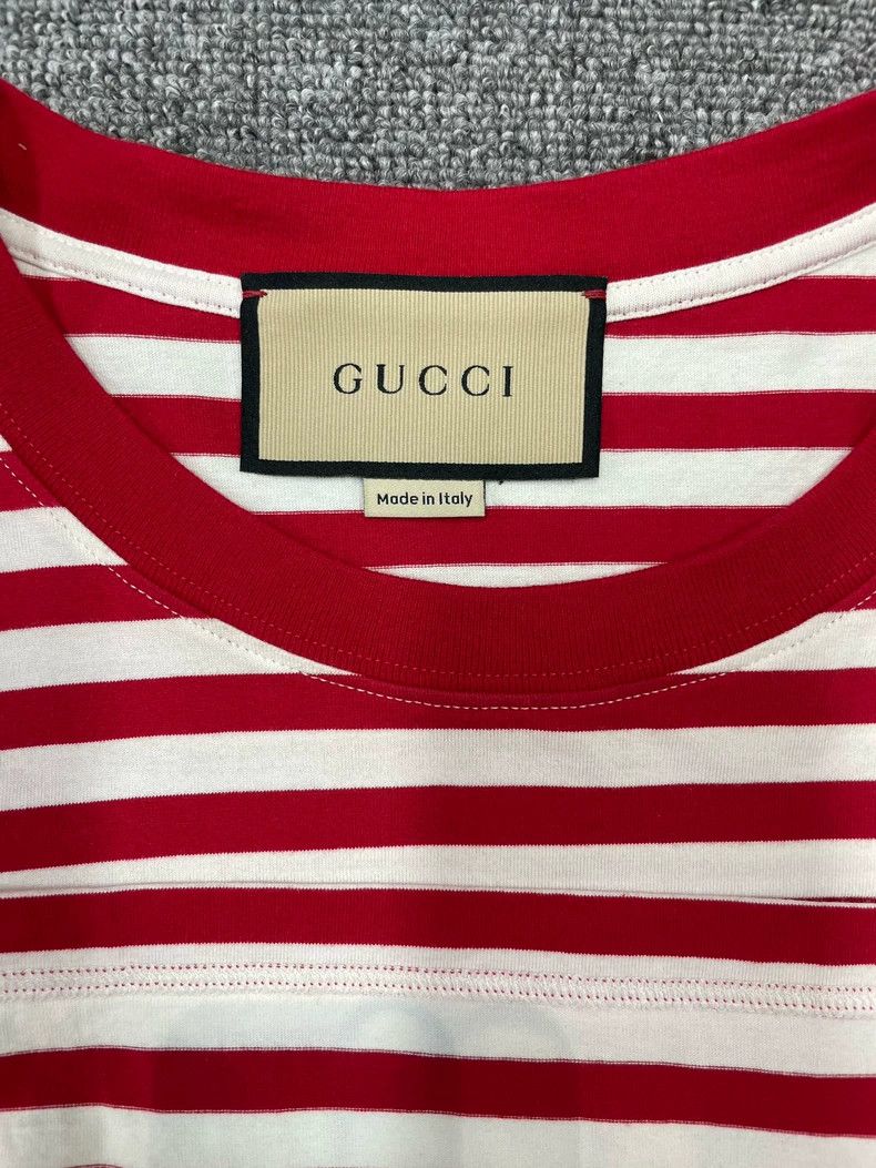 Gucci Gucci Red striped letter Logo printed striped short sleeve Size XS / US 0-2 / IT 36-38 - 3 Thumbnail