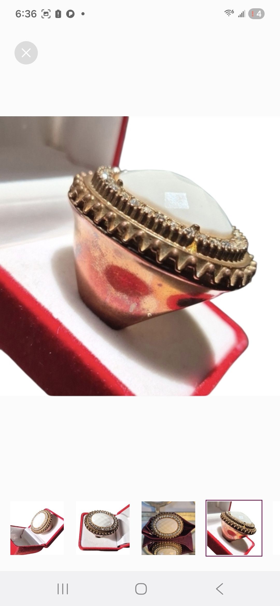 Other Mother Of Pearl Gold Toned Ring-Vintage Size ONE SIZE - 4 Thumbnail