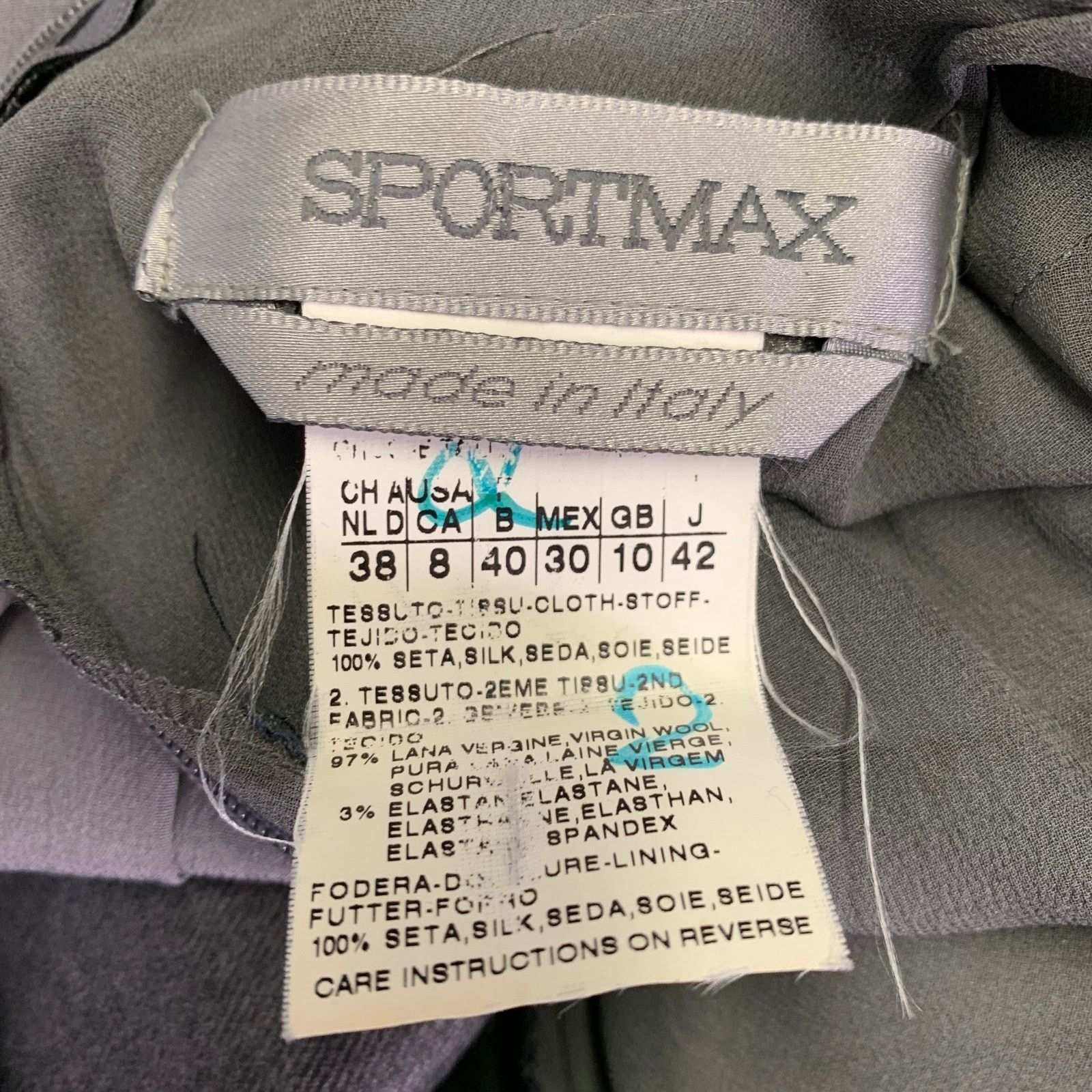 Sportmax SPORTMAX Grey Black Silk Virgin Wool Blend Two Tone Pleated Size M / US 6-8 / IT 42-44 - 4 Thumbnail
