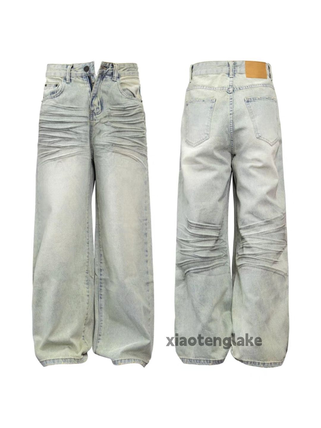 Vintage Custom washed faded loose baggy hiphop stain jeans Size US 36 / EU 52 - 8 Thumbnail