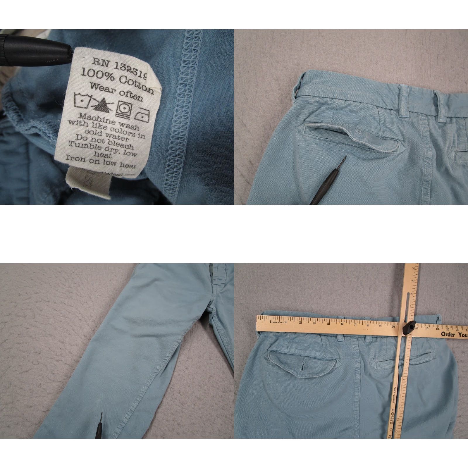 The West Is Dead The West is Dead Pants Mens 29x31 Blue Slim Chino Made in USA Casual Size US 29 - 8 Thumbnail