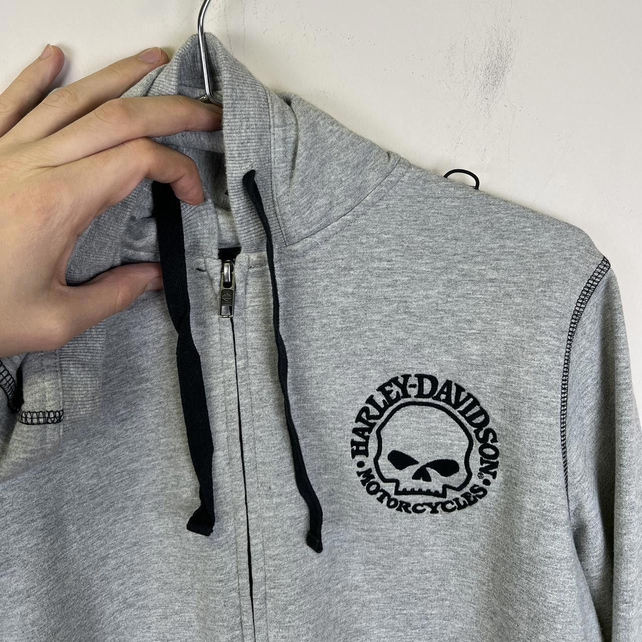 Harley Davidson Harley-Davidson Skull Logo Cropped Hoodie - Size XL - Gray Size XL / US 12-14 / IT 48-50 - 3 Thumbnail