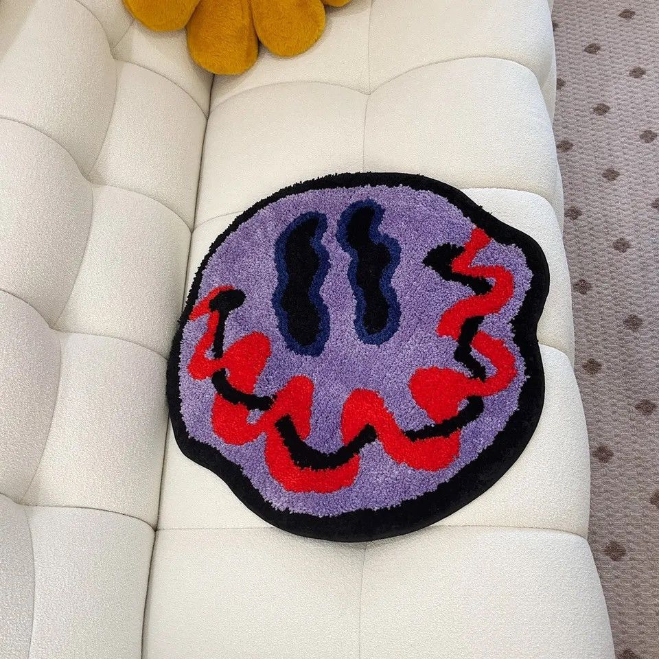 Japanese Brand × Vintage Tufted Trippy Smiling Face Rug Handmade Carpet Size ONE SIZE - 2 Thumbnail