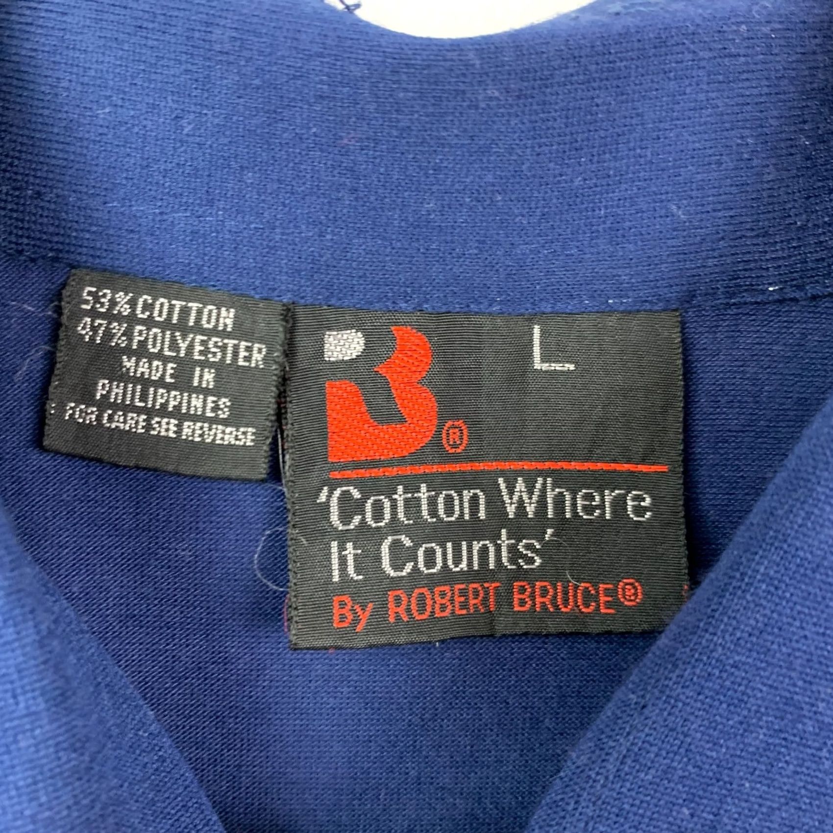 Vintage VINTAGE Robert Bruce Polo Shirt Mens 90s Preppy Navy Blue Large Short Sleeve Cotton Polyester Blend Button-Down Chest 38"} Size US L / EU 52-54 / 3 - 4 Thumbnail