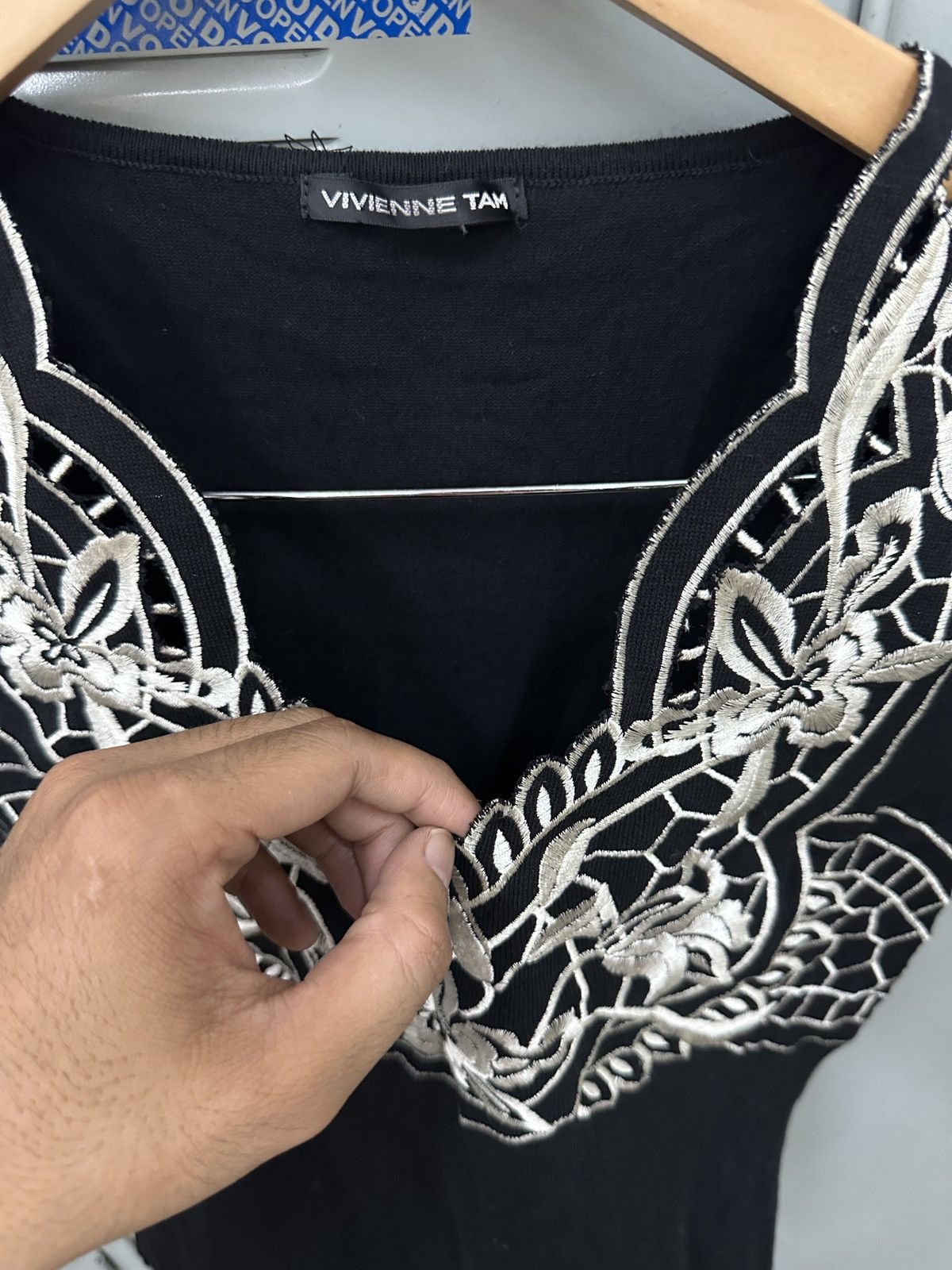 Vivienne Tam Vivienne Tam Black Silver Beaded Top ‘Cheongsam Style’ Size S / US 4 / IT 40 - 14 Thumbnail