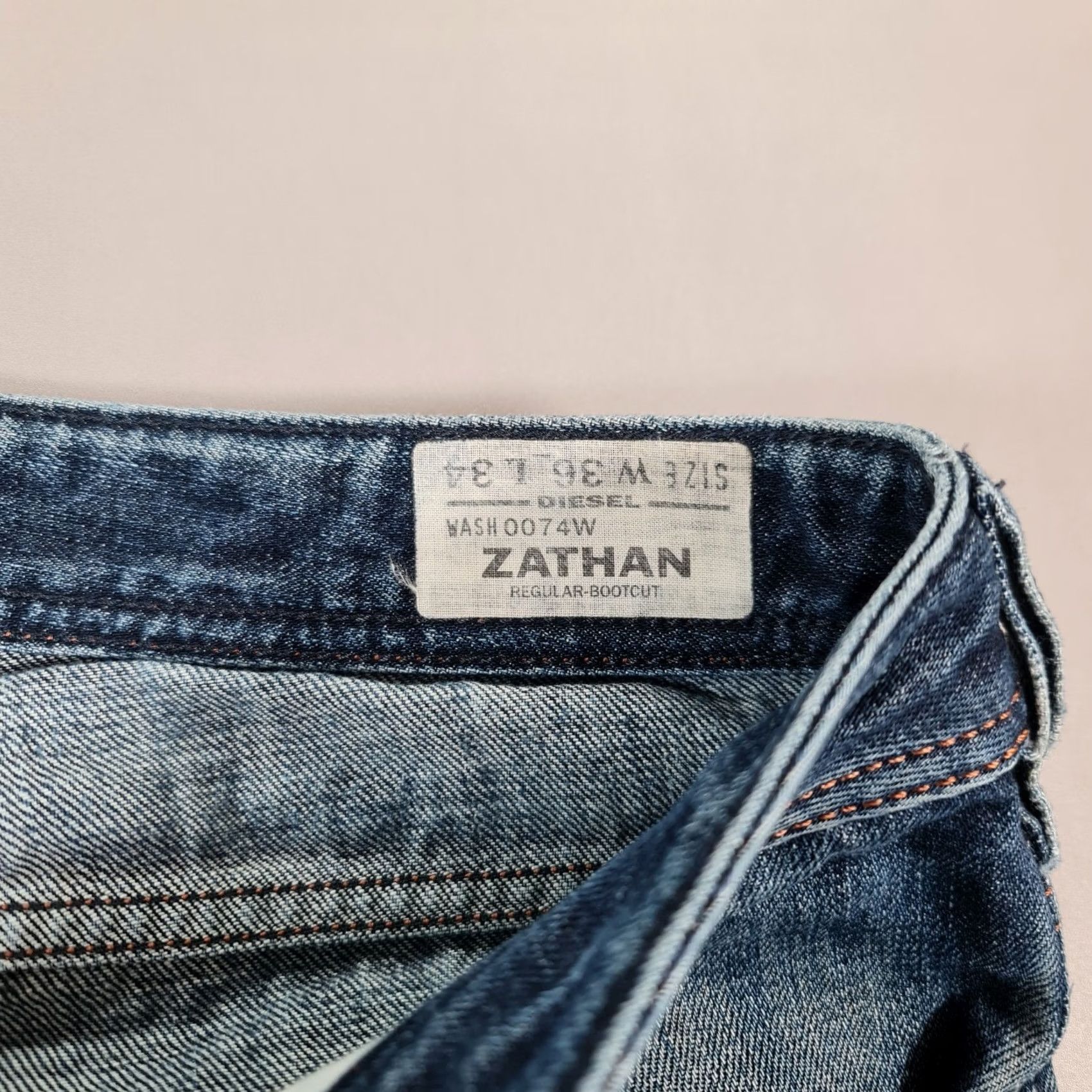 Diesel Diesel Zatiny Jeans Mens W36 L27 Blue Regular Bootcut Distressed Denim 0074W Jeans Size US 36 / EU 52 - 6 Thumbnail