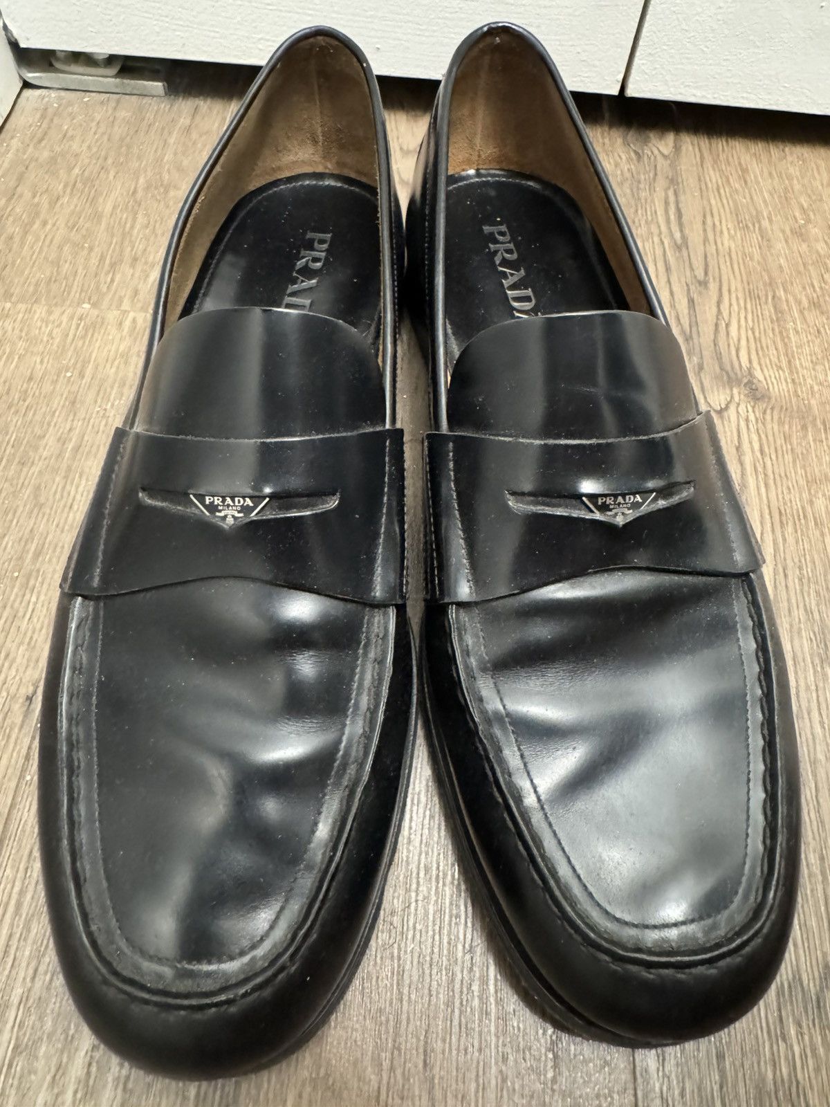 Prada Prada Brushed Leather Penny Loafers Size US 13 / EU 46 - 3 Thumbnail