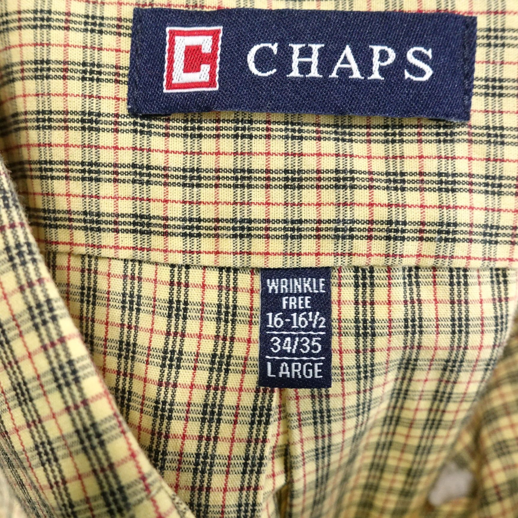 Chaps VINTAGE CHAPS SHIRT Yellow Check Long Sleeve Button-Up Mens SZ 16-16.5 34 L - Cotton, Wrinkle Free, Regular Fit Size US L / EU 52-54 / 3 - 7 Thumbnail