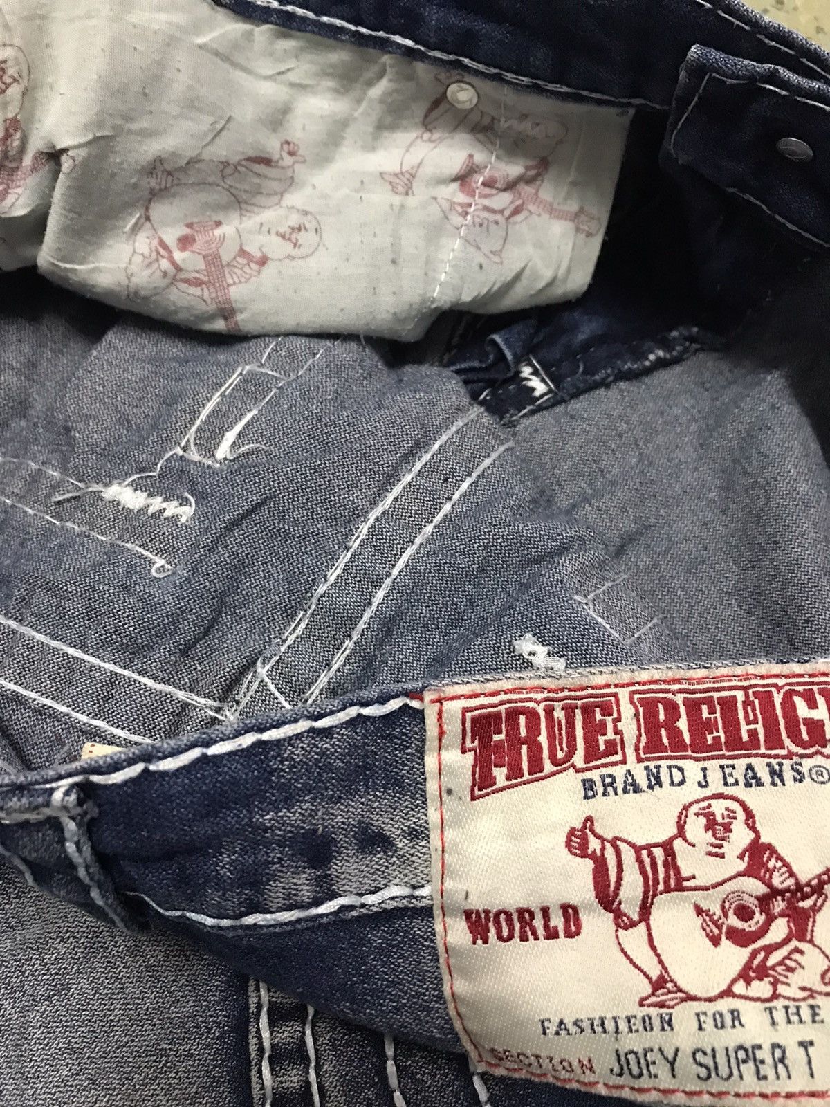 True Religion Vtg True Religion Joey Super T Distressed Short Baggy Jeans Size US 38 / EU 54 - 8 Thumbnail