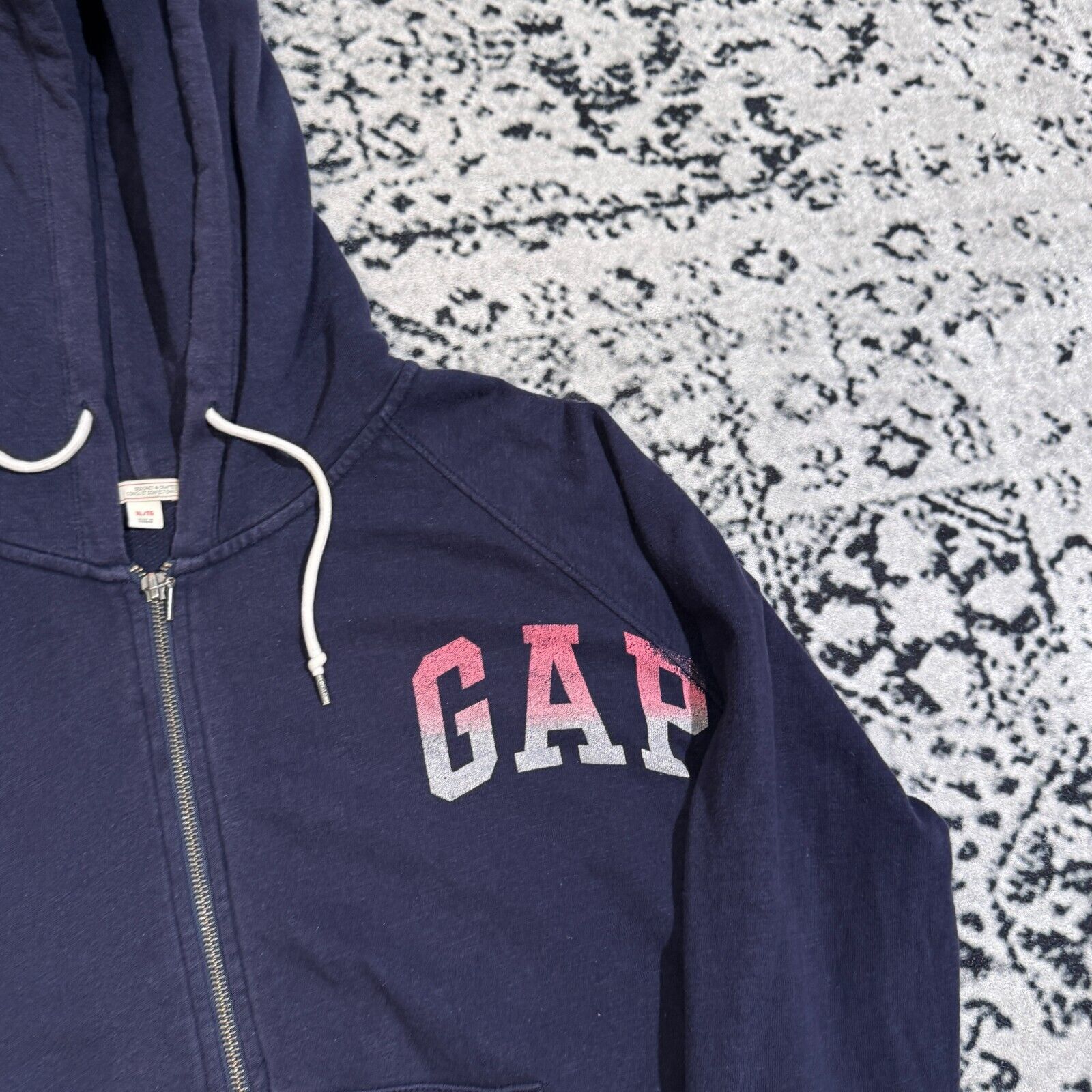 Gap × Vintage Vintage Gap Unisex Navy Blue Cotton Hoodie Zip Size XL 90s Size US XL / EU 56 / 4 - 4 Thumbnail