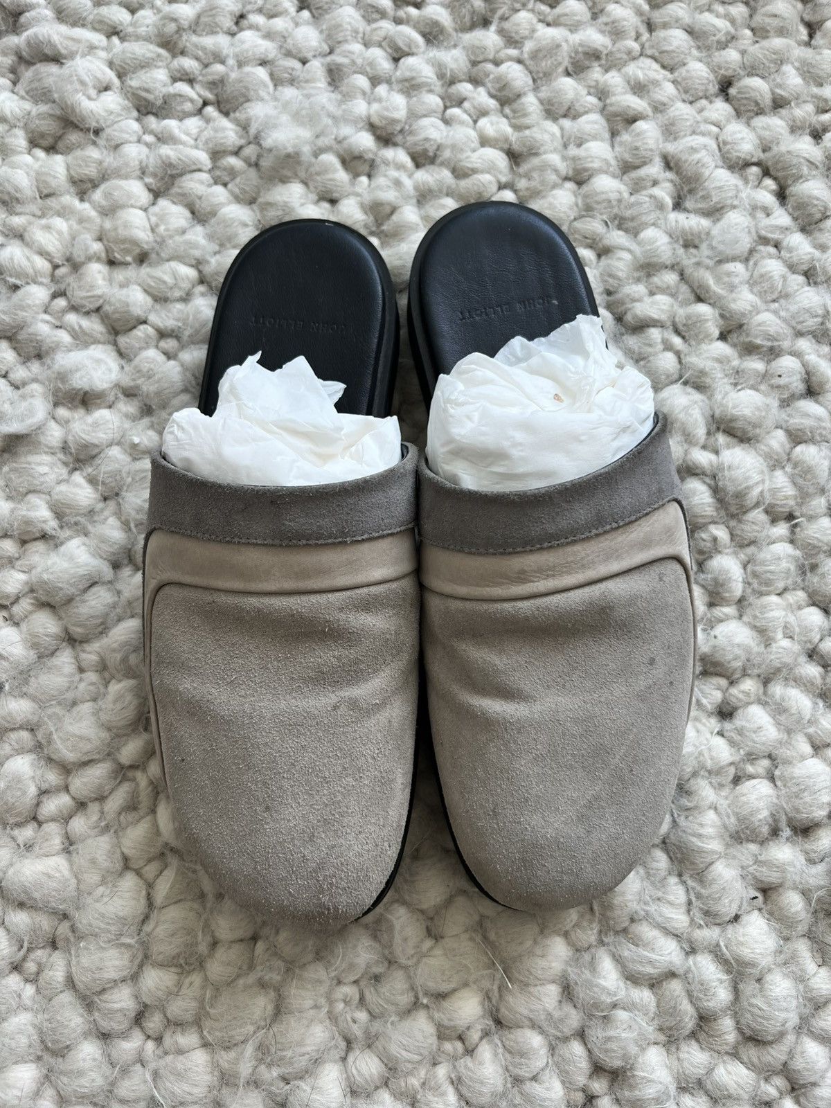 John Elliott 438USD Tan/Black Suede Grace Slides Size US 10 / EU 43 - 2 Thumbnail