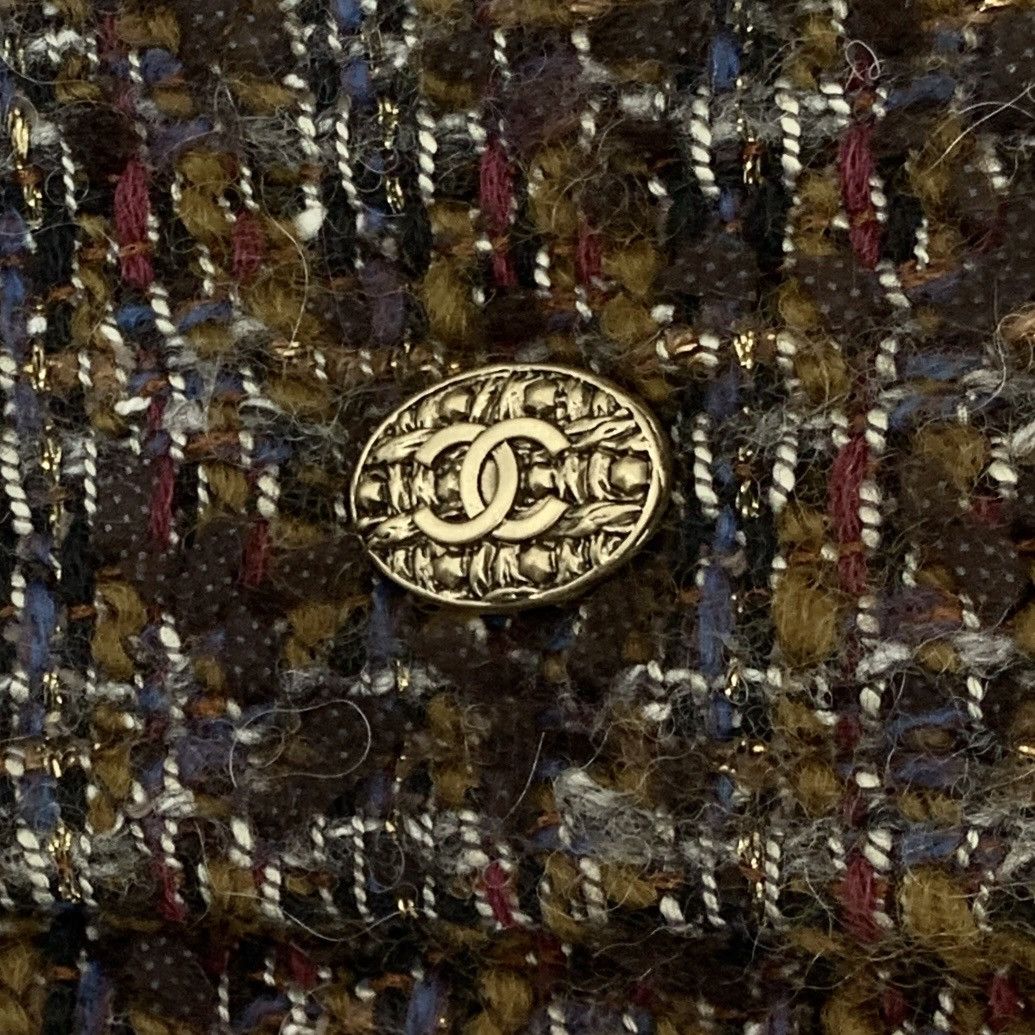 Chanel Chanel Dark Brown Check Woven Tweed Casual Mini Skirt K26WX Size 26" / US 2 / IT 38 - 5 Thumbnail