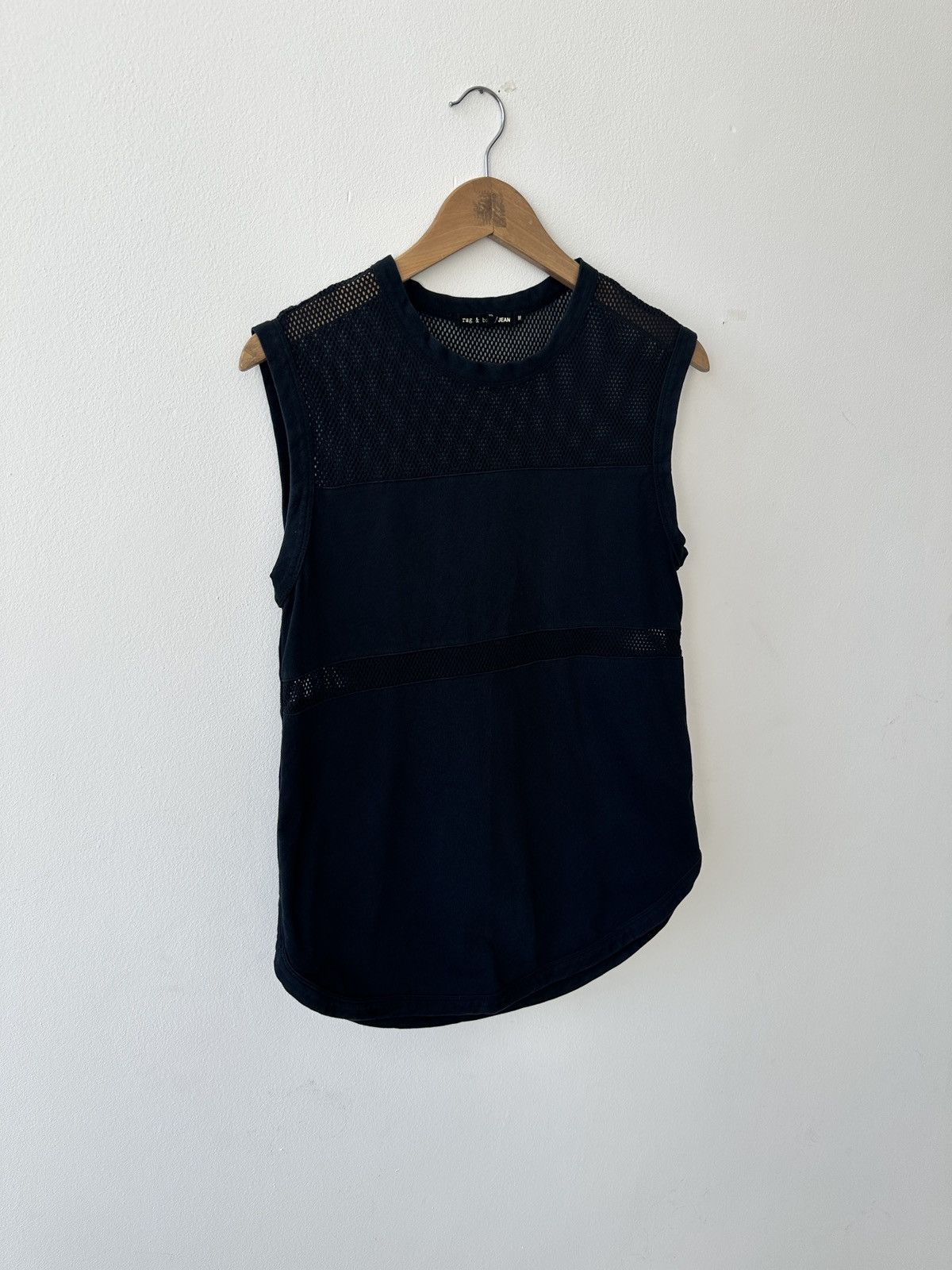Rag & Bone Rag & Bone Tank Top Unisex Black Mesh Muscle Shirt Curve Hem Size M / US 6-8 / IT 42-44 - 2 Thumbnail
