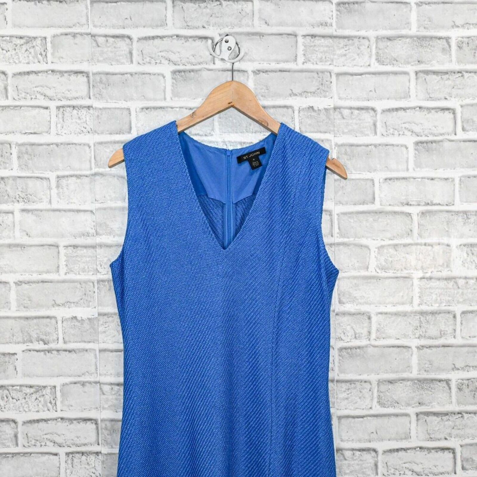St. John ST. JOHN Ottoman Knit Sheath Dress in Blue size 12 Size XL / US 12-14 / IT 48-50 - 7 Thumbnail