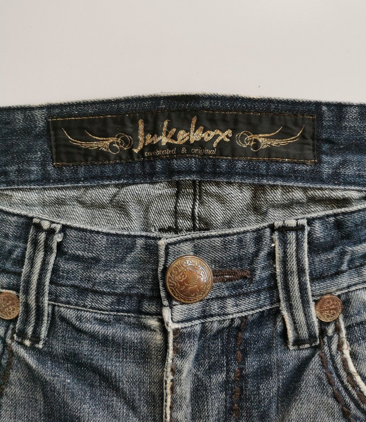 Japanese Brand Jukebox Japan Whiskers Faded Distressed Jeans Size US 31 - 7 Thumbnail