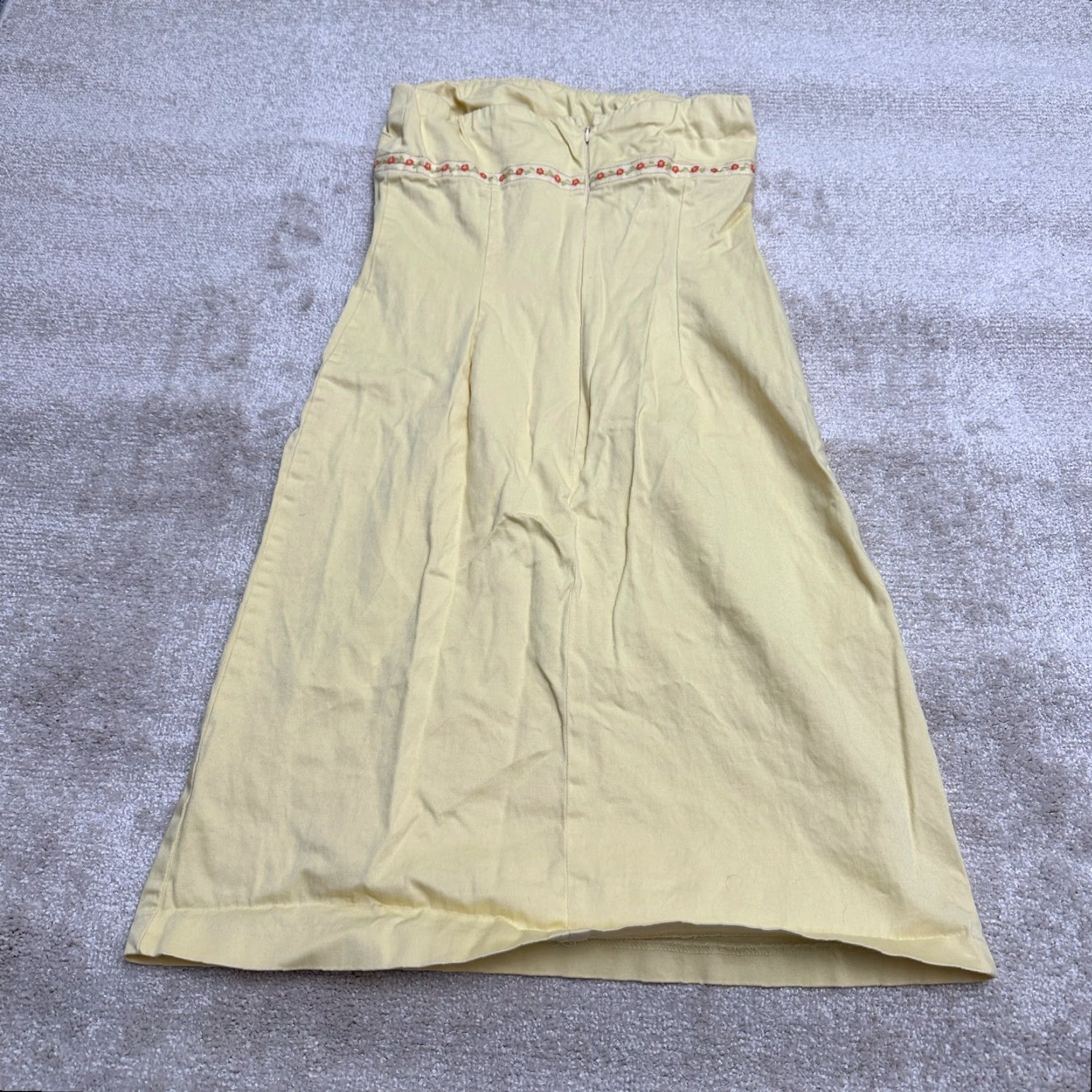Vintage Ruth Maxi Dress Womens 6 Yellow Stretch Embroidered Casual Summer Square Neck Sleeveless Size M / US 6-8 / IT 42-44 - 2 Thumbnail