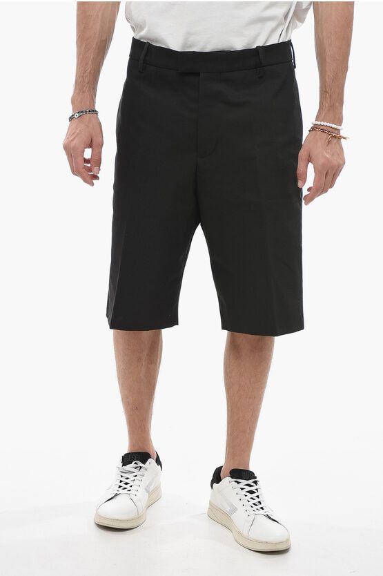 image of Alexander Mcqueen Cotton Chinos Shorts With Hidden Closure in Black, Men's (Size 33)