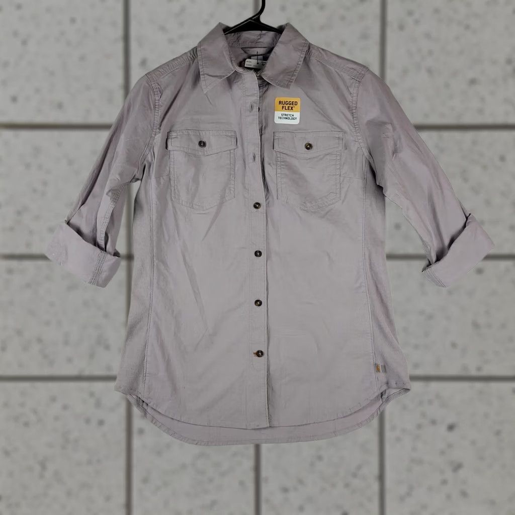 Carhartt Carhartt Womens Rugged Flex Button Down Shirt S Gray Plaid Cotton Stretch Long Sleeve Button-Up Regular Mens? No, Women, Size S Size S / US 4 / IT 40 - 1 Thumbnail