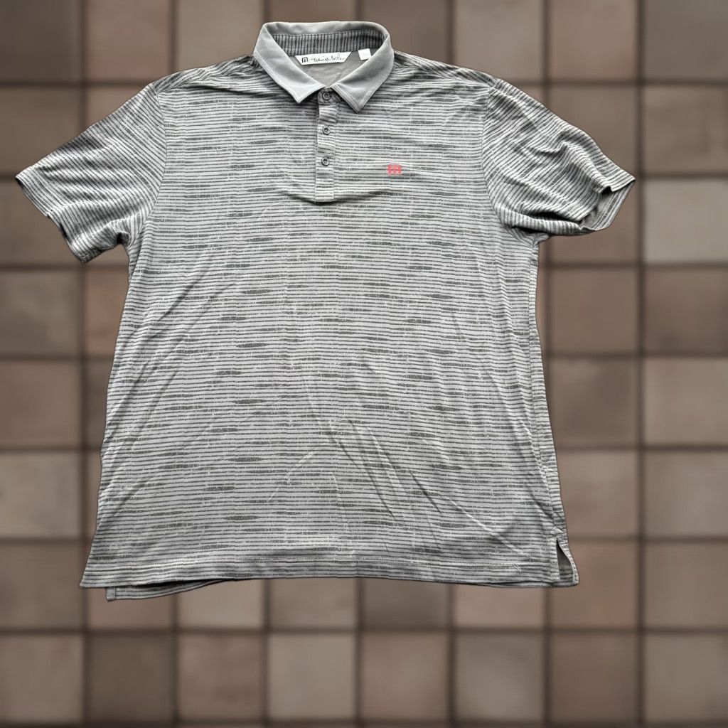 TravisMathew TravisMathew Polo Shirt Mens XL Gray Striped Performance Golf Stretch Size US XL / EU 56 / 4 - 1 Thumbnail
