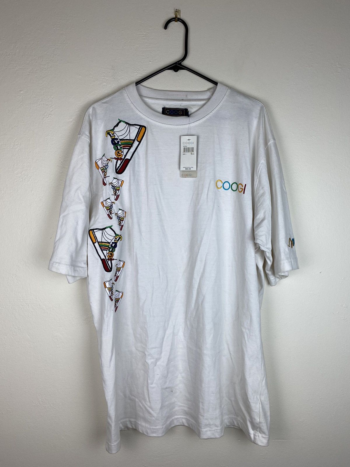 NWT Brand New Coogi Shoes Embroidered T shirt Tee White y2k