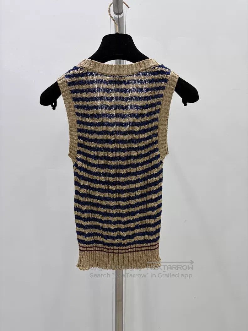 Chanel Chanel Gold thread knitted striped vest Size XXS / US 00 / IT 34 - 2 Thumbnail