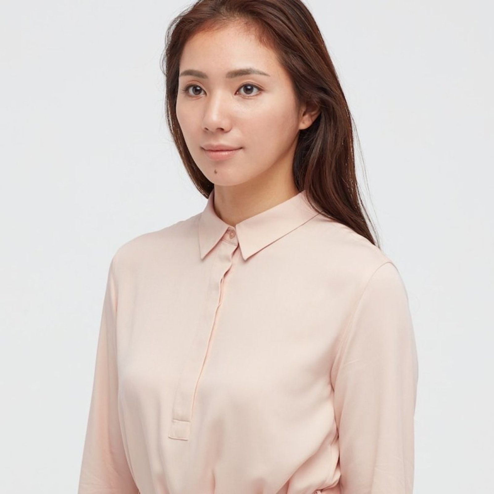 Uniqlo Uniqlo Pink Rayon Long-Sleeve Shirt Dress Size S / US 4 / IT 40 - 7 Thumbnail