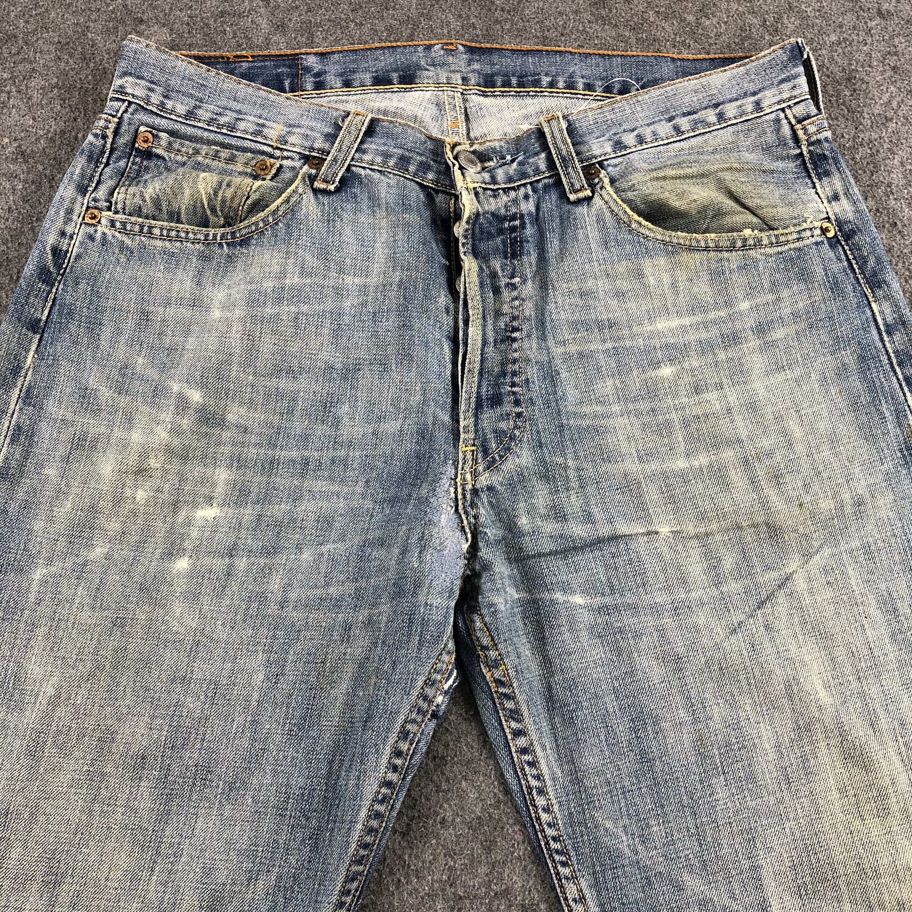 Levi's 90s Vintage Distress Levis 501 Jeans-J1419 Size US 34 / EU 50 - 3 Thumbnail