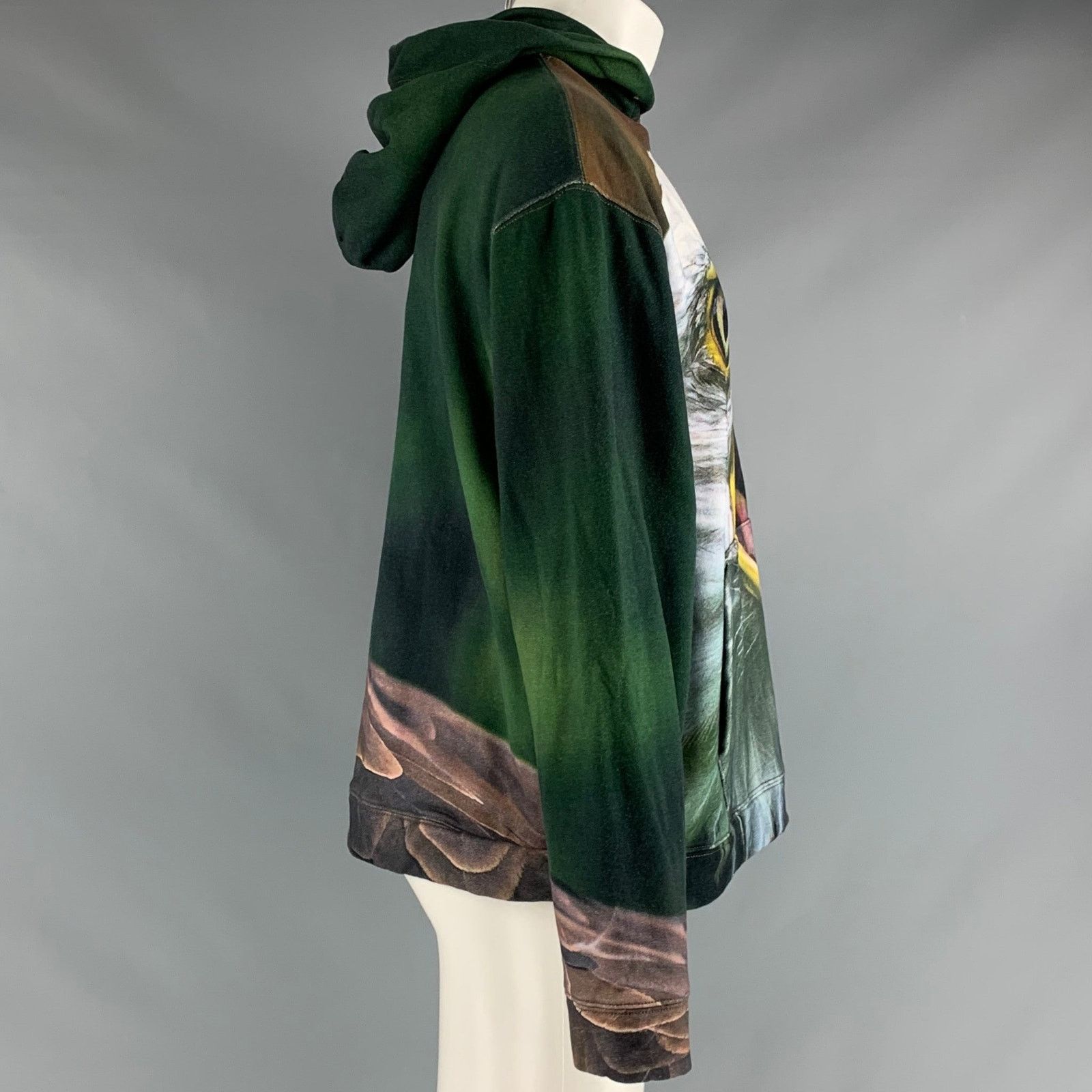 R13 R13 Green White Yellow Eagle Print Cotton Hoodie Sweatshirt Size US S / EU 44-46 / 1 - 3 Thumbnail